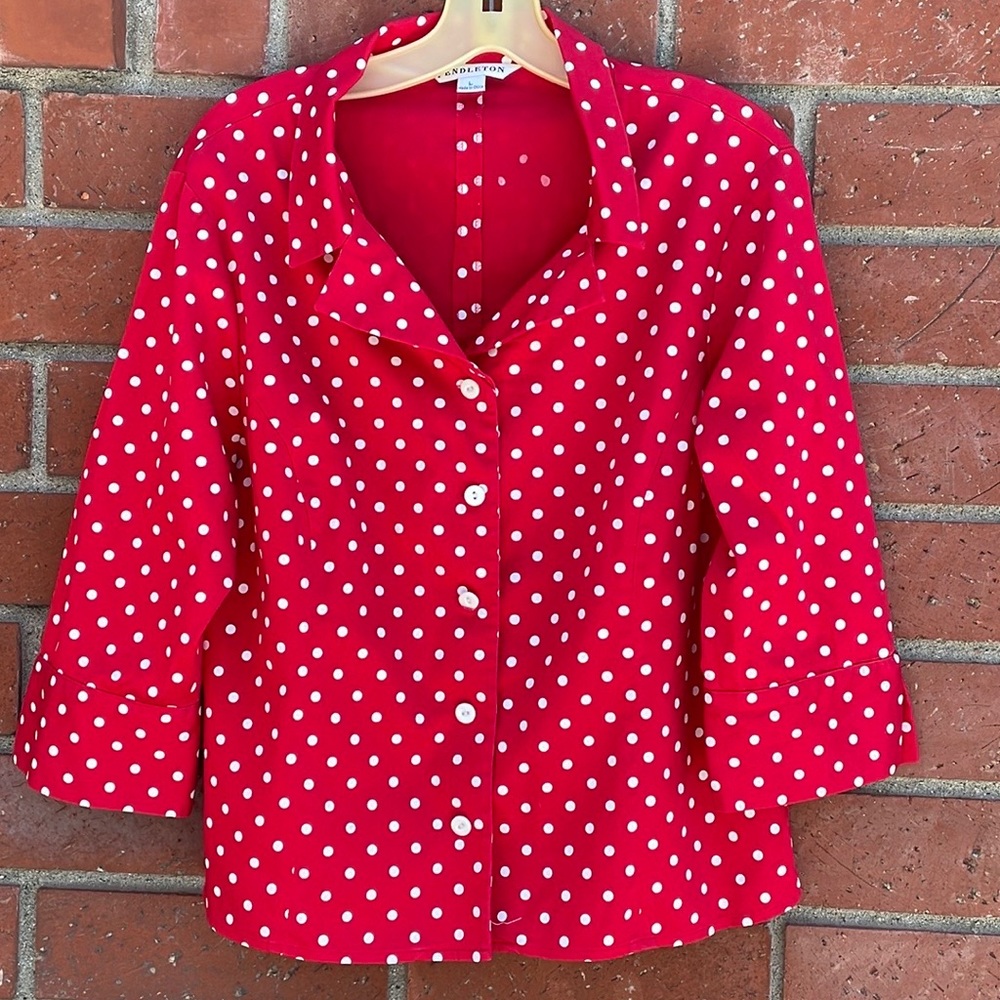 Women's Size L Pendleton Red/White Polka Dot Jacket